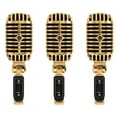 thumbnail image 1 of 3X Microphone Professionnel Filaire Vintage Classique Micro Dynamique pour Performance en Direct Karaoké (Or), 1 of 5