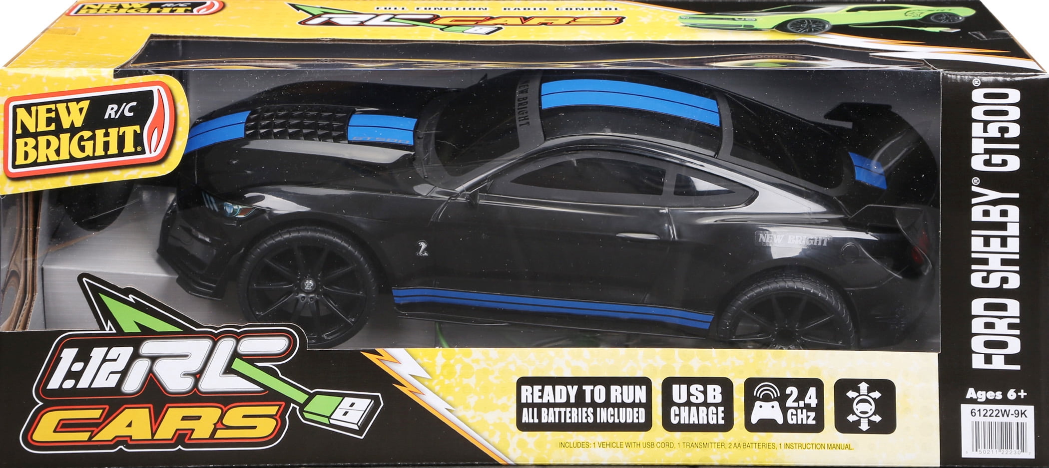 New Bright RC Chargers 1:12 Radio Control Sports Car Ford Mustang GT500 - Black