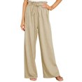 thumbnail image 3 of Sunloudy Pantalones casuales de pierna ancha para mujer, pantalones sueltos de longitud completa de cintura media atados de color sólido para damas, S / M / L / XL / XXL Sunloudy  S M L XL XXL, 3 of 8