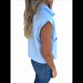 thumbnail image 2 of Camisa de Algodón y para Mujer, Blusa Holgada de Verano con Cuello en V y Corta, Informal, Color Azul , Talla S, 2 of 8