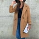 thumbnail image 2 of Abrigo De Longitud Midi Con Botones, Chaqueta De Abrigo De Manga Larga Suave De Moda Color Puro Para Invierno ANGGREK Caqui XXL, 2 of 5
