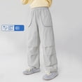 thumbnail image 2 of zbxnLI Kids Cargo Pants Elastic Waist Wide Leg Casual Sports Pants Thin Loose Fashion Trousers with Pockets for Boys Girls, 2 of 5