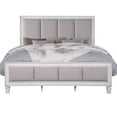 thumbnail image 3 of Kate Modern King Size Bed, ChannelTufted, Gray Fabric, White Wood Frame, 3 of 7