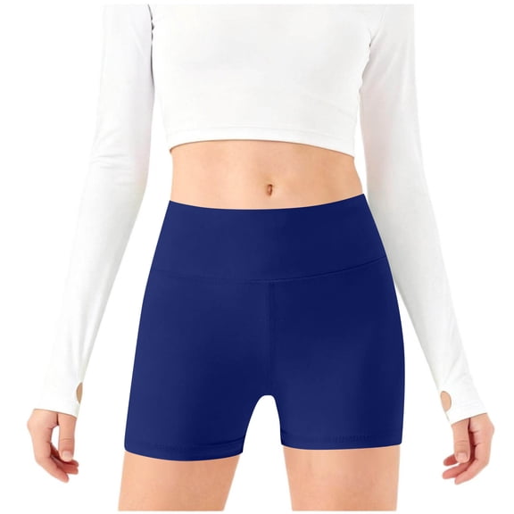 AINIYS Girls High Waisted Compression Shorts Tight Moisture Wicking with Elastic Waist Closure for Gym Workouts and Running Navy 13-14 Years