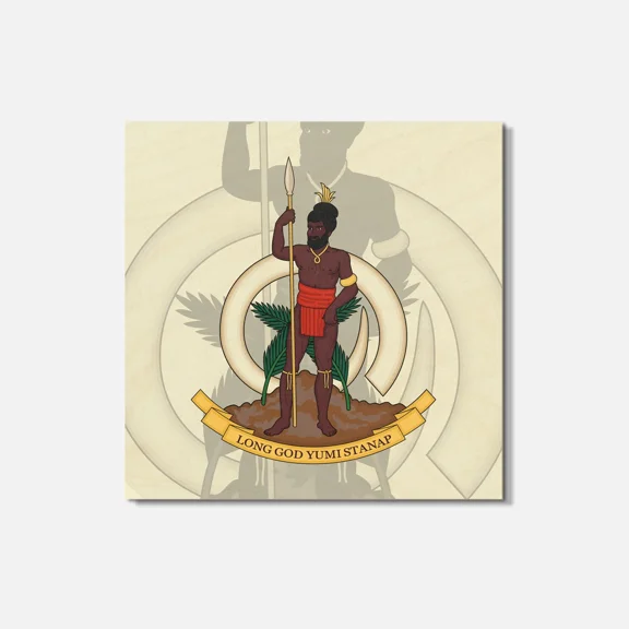 Vanuatu Coat Of Arms 4'' X 4'' Square Wooden Coaster