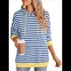 thumbnail image 1 of Sudadera con Capucha A Rayas para Mujer, Estilo Adolescente, para Otoño. Azul Real L, 1 of 10