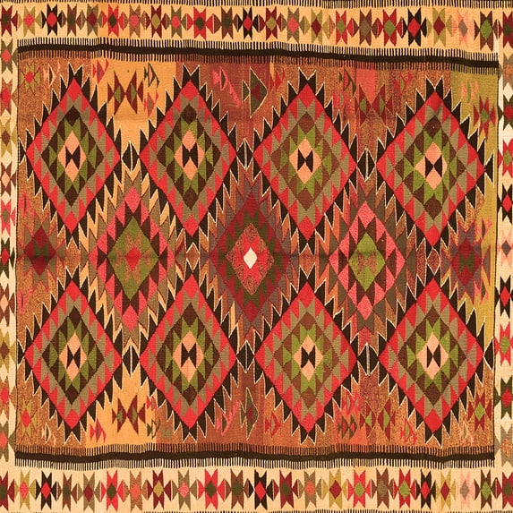 Ahgly Company Indoor Square Persian Orange Traditional Area Rugs, 4' Square