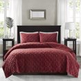 thumbnail image 2 of Madison Park Harper Faux Velvet Réversible 3 Piece Coverlet Set, Full/Queen, Rouge, 2 of 6