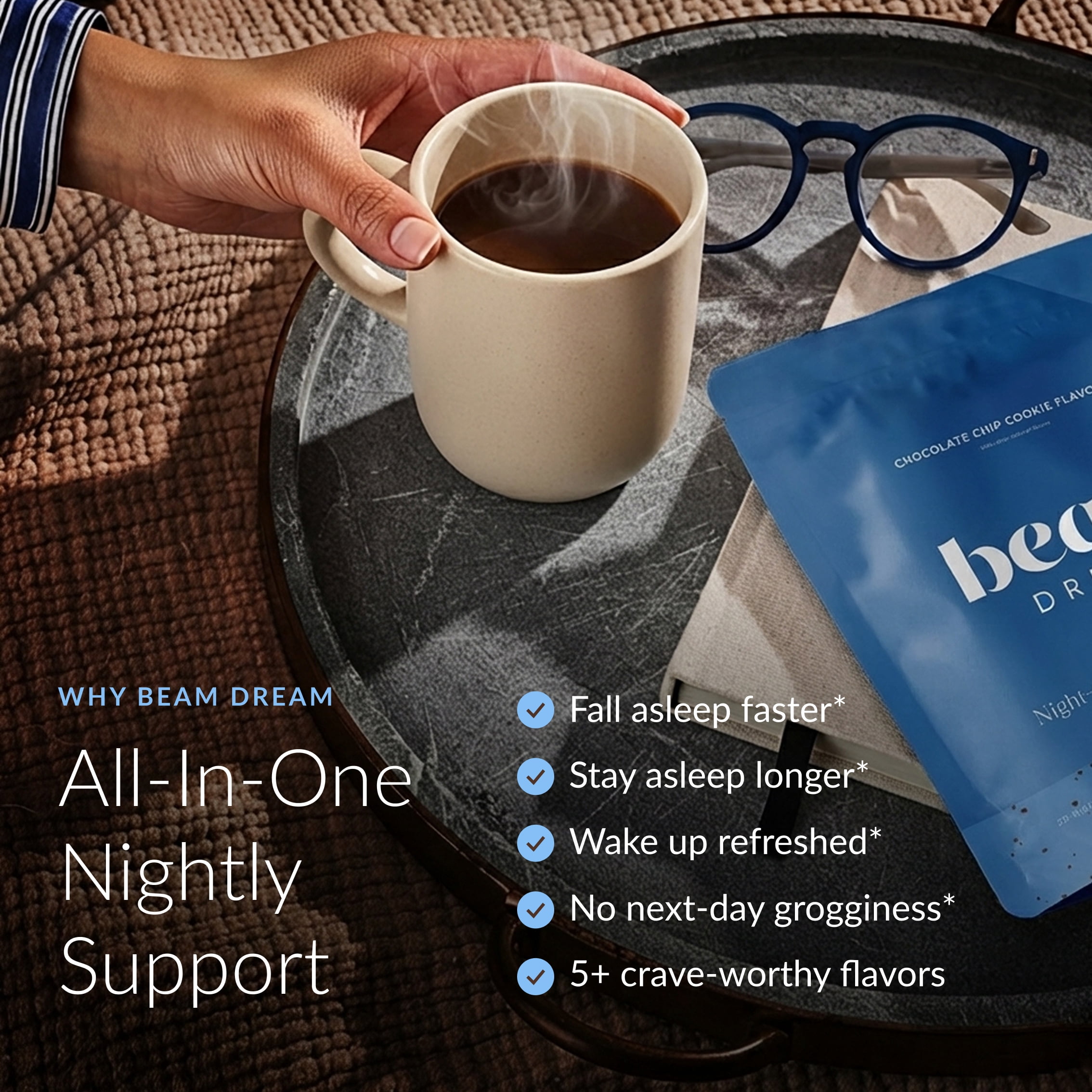 Beam Dream Sleep Powder – Calming Nighttime Cocoa with Magnesium & Apigenin, 20 Servings