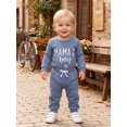 thumbnail image 3 of Cjfdfy Newborn Baby Boy Fall Outfit Mama's Boy Embroidery Ribbed Long Sleeve Romper Elastic Waist Pants 2 Piece Set Infant Cute Coming Home Fall Winter 0-12M, 3 of 9