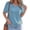 Blue, variant on Short Sleeve Summer V Neck Women Solid Casual Tee Shirt with Pocket