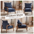 thumbnail image 4 of UBesGoo Modern Accent Chair with Lumber Pillow, Comfy Wood Armrests Armchair, Chenille Fabric Single Sofa with Metal Frame for Living Room, Gray-Blue, 4 of 8
