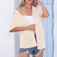thumbnail image 6 of FAIWAD Womens Short Sleeve Ruched Shirts Summer V Neck Button Down Shirt 2024 Comfy Loose Basic Tops, 6 of 9