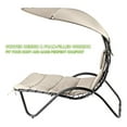 thumbnail image 5 of Hanging Chaise Outdoor Lounge Chair Hammock with Sun Shade Canopy, Wide Umbrella, Cushion, Stand for Backyard, Poolside Beige, 5 of 9