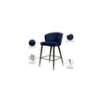 thumbnail image 3 of City Chic Modern, Contemporary Velvet Upholstered Counter Height Stool with Channel Tufting and Gold Tipped, Black Metal Legs, Grey, 20" W x 21" D x 36.5" H, 3 of 6