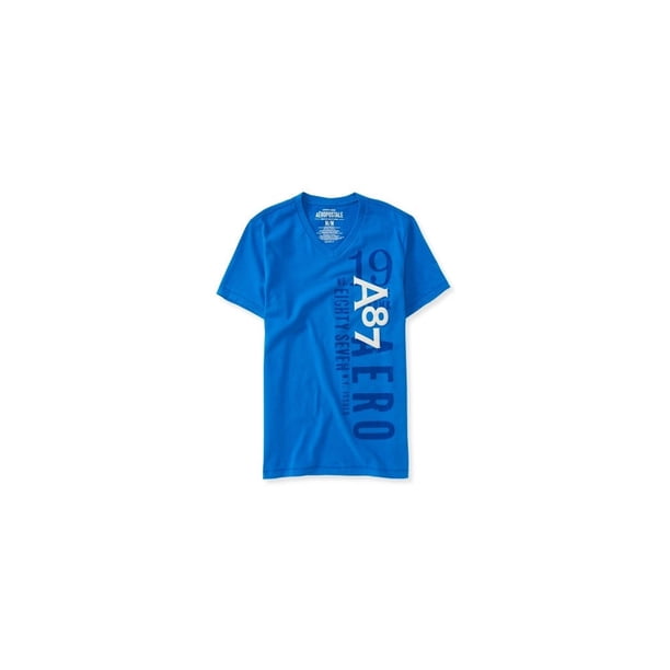 Aeropostale - Camiseta gráfica con cuello en V Vert para hombre, azul, XX-Large Aeropostale Camiseta gráfica