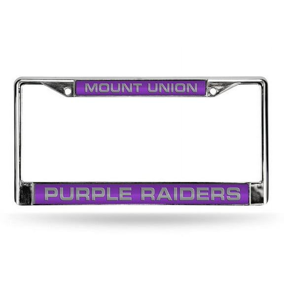 Mount Union NCAA Purple Raiders Chrome Metal License Plate Frame Holder