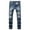 C-Light Blue, variant on Hvyesh Men's Biker Jeans Trendy Ripped Distressed Jeans Cozy Streetwear Destroyed Full Length Pants Slim Fit Destroyed Straight Fit Washed Denim Jeans