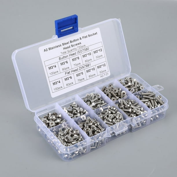 720PCS Stainless Steel Inox Hex Socket Flat Countersunk Head Cap Allen 720pcs-stainless-steel-inox-hex-socket-flat-countersunk-head-cap-allen