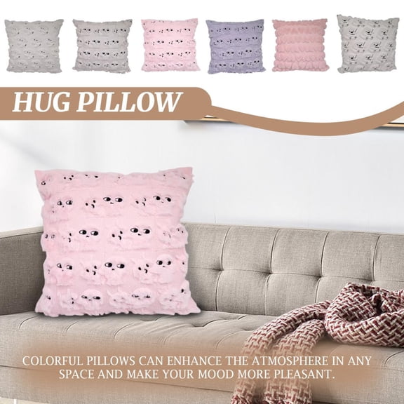 17" X 17" Soft Plush Decorative Throw Pillow, Cute Pink Knit Textured Cushion With Delicate Dot Pattern, Cozy Fluffy Pillow For Couch, Bed, Living Room, Bedroom, Office For Family