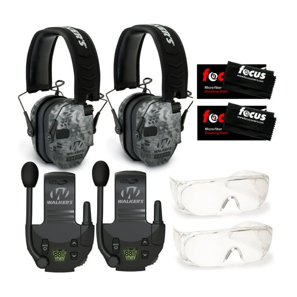 Walkers Razor Digital Ear Muffs with Walkie Talkie Attachment Bundle (2