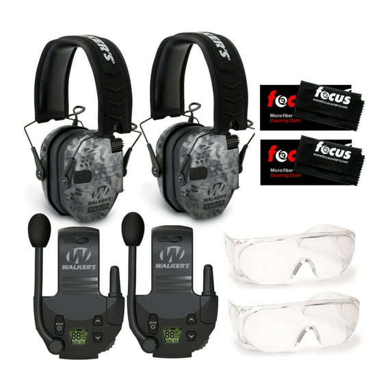 Walkers Razor Digital Ear Muffs with Walkie Talkie Attachment Bundle (2-Pack)