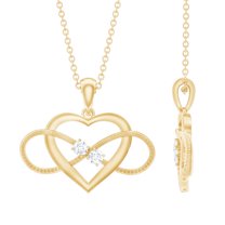 Rosec Jewels Natural Diamond Heart and Infinity Necklace for Women - with Chain - HI-SI Quality - Ready to Gift for Valentines, 18K Yellow Gold