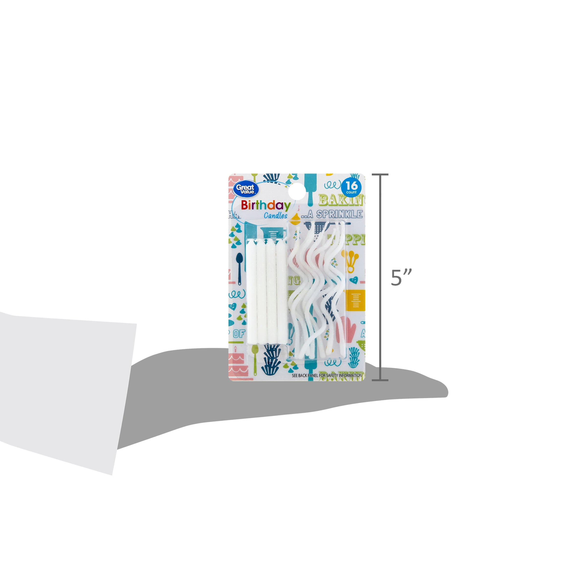 (3 pack) Great Value White Straight & Wavy Birthday Candles, 16 Count