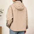 thumbnail image 7 of Alkepwun Detachable Hooded Jackets for Women Plaid Lining Inside Hood and Cuffs Zip Up Snap Button Loose Fit Casual Jacket with Pockets for Daily Wear Outdoor Activities, 7 of 7