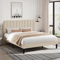thumbnail image 4 of VECELO Queen Size Upholstered Beds, Modern Platform Bed Frame with Adjustable Headboard, Wooden Slats Support/No Box Spring Needed, Beige, 4 of 11