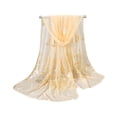thumbnail image 2 of Bbyeadc Shawl for Formal Dress Lightweight Mesh Stole Metallic Prints Shawl Elegant for Evening Dresses Wedding Party,Beige(One Size), 2 of 3