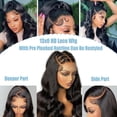 thumbnail image 4 of Yanonmyfd 200% Density Body Wave 13x6 HD Lace Front Wigs Human Hair 12A Brazilian Virgin Hair Lace frontal Wig For Black Women Natural Black With Pre Plucked Baby Hair (28 Inch, Body Wave Wig), 4 of 16