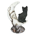 thumbnail image 2 of Witching Hour Halloween Black Cat Sitting On Crescent Moon Skull Figurine, 2 of 7