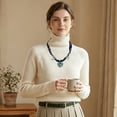 thumbnail image 4 of Unique Bargains 1 Pc Stylish Scarf Necklace with Charm Adjustable Tie Statement Choker for Women Navy Blue, 4 of 5