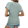 thumbnail image 5 of UVN Summer Blouses for Women Short Sleeve Crewneck Dressy Shirts Ladies Casual Waffle Knit Hollow Out Tunic Tops, 5 of 9