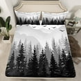 thumbnail image 2 of Manfei Tropical Pine Tree Twin Sheet Sets,Natural Plant Twin Fitted Sheet,Black White Gray Flat Sheet For Adults,Luxury Bedroom Decor,3 Pieces, 2 of 7