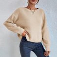 thumbnail image 3 of Women's Fashion Casual Crew Neck Pullover Long Sleeve Bolded Knit Sweater, Chunky and Warm, Great for Everyday Use and Seasonal Activities,Beige,L, 3 of 6