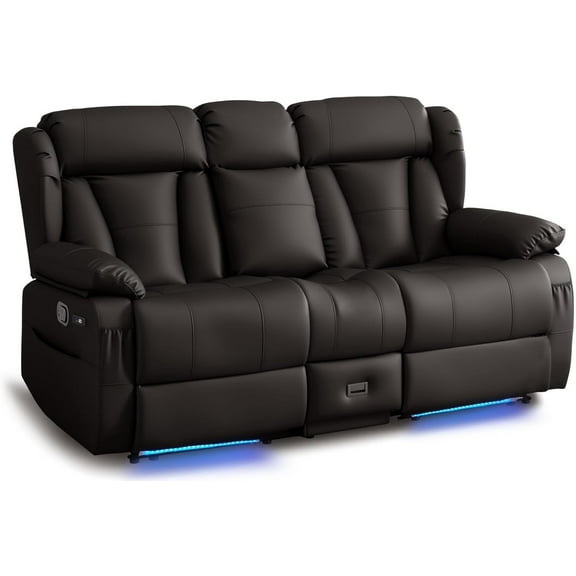 Loveseat Recliner Sofa RV Recliner Couch, Manual Reclining Loveseat with Console for Living Room Home Theater Seating with AC/Usb C/Usb and Drawer