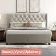 thumbnail image 4 of Brittany Queen Bed Frame with 4 Storage Drawers/Platform Bed/Upholstered - Light grey, 4 of 5