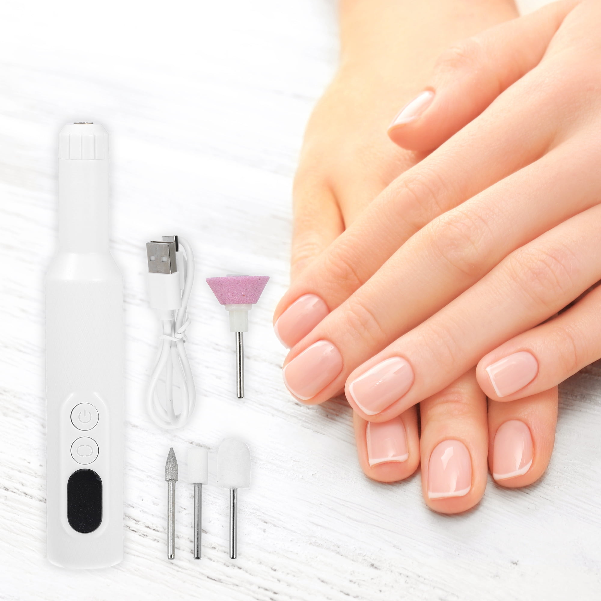 Electric Nail File Set Nail Drill Machine Pedicure Set Nails Care Kit for Home Salons Use ABS White