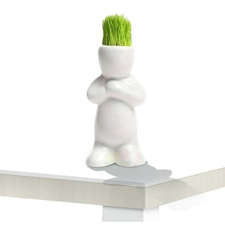 

Pgeraug Planting Little White Man Mini Bonsai Head Grass Hair White Ceramic Garden Tree Doll Grass Pot Disseminators A