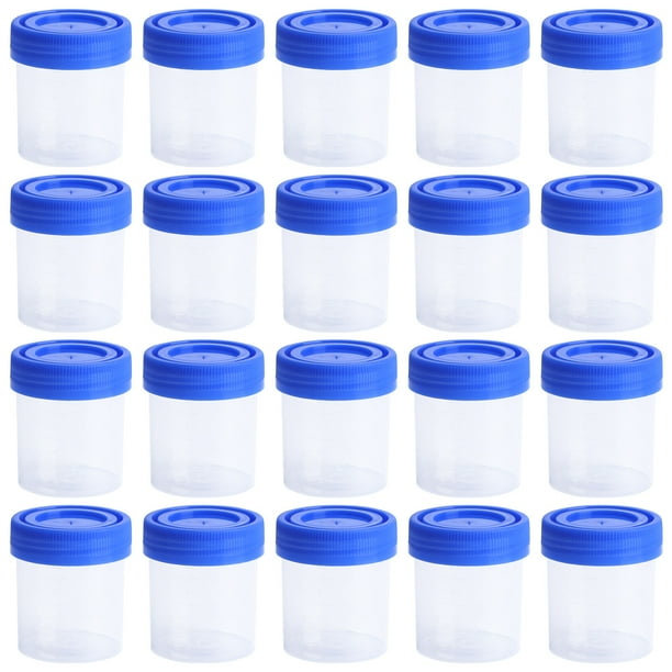 50 unidades/1 paquete Vaso de plástico de 40 ml para toma de muestras de orina, práctico recipiente sellado con tapa espiral para uso en laboratorio (color aleatorio)