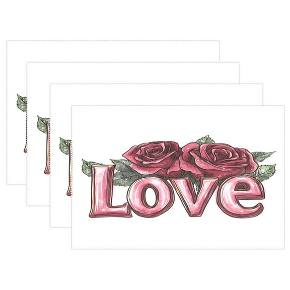 Ryvnso Placemats Set of 4 Valentine Day-a3 Dining Mats Heat-Resistant Non-Slip Washable Table Mat