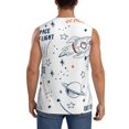 thumbnail image 4 of PAYOHTO Men's Sleeveless Shirts Gym Tank Top with Hand Drawn Space Elements Design, 4 of 8