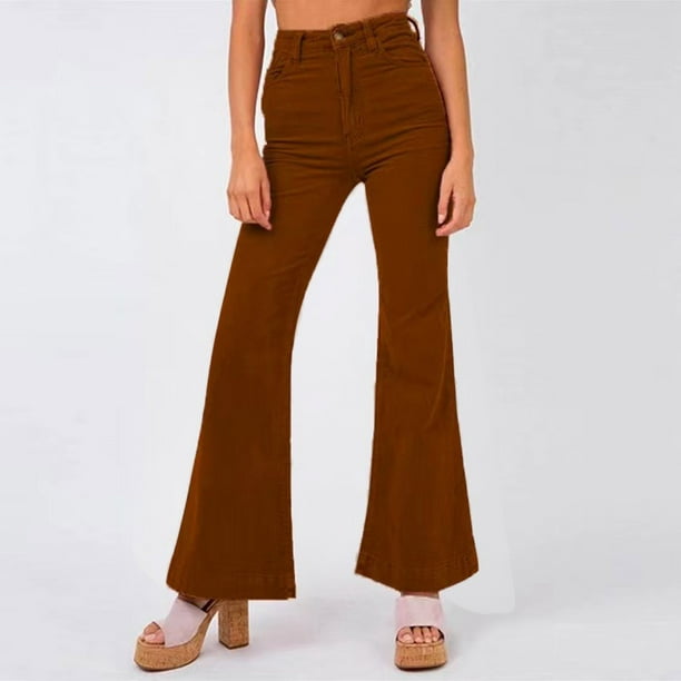 Aligament Plus Size Pants For Women Solid Color Corduroy Flare
