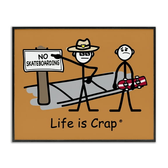 Stupell Industries No Skateboarding Sign Novelty & Humor Painting Black Framed Art Print Wall Art, 14 x 11