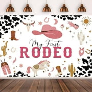 Western Cowboy and Cowgirl Birthday Party Backdrop 5x3 ft  My First Rodeo Theme | Non-Reflective Vinyl, Seamless, Durable | Ideal for Photography, Studio, and Events | Reusable and Ironable | Perfect