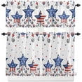 thumbnail image 2 of Kitchen Curtains Set, 4th of July Kitchen Curtains and Valances Set, Blue Red Star Watercolor Independence Day Rod Pocket Tier Curtains 24 Inch Length for Cafe/Bedroom Windows, 2 of 6