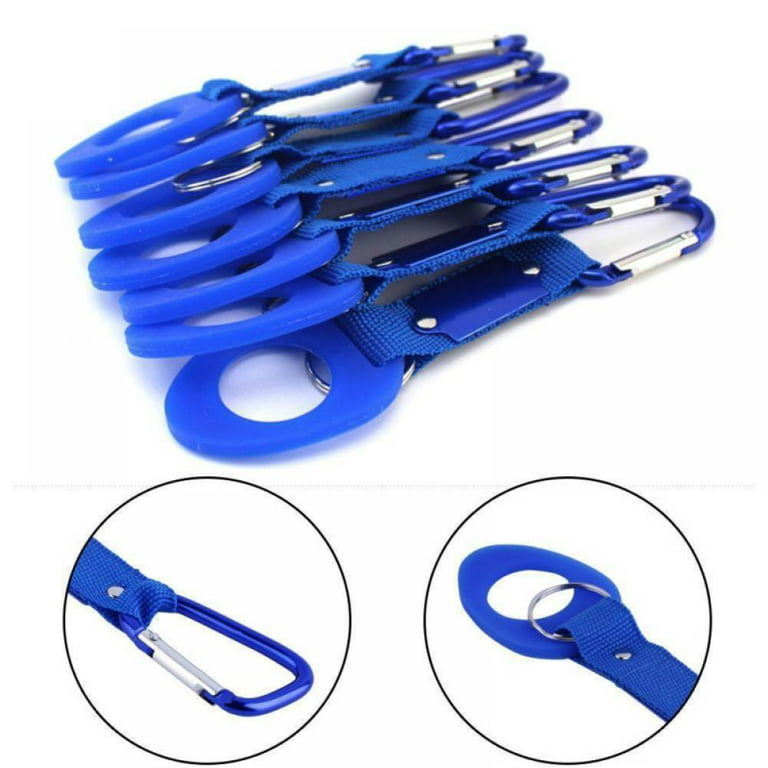 5PCS Durable Silicone Water Bottle Holder Clip Hook Carrier with Carabiner  attachment & Key Ring, Fits Any Disposable Water Bottles for Outdoor