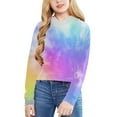 thumbnail image 2 of RTKFRFLM Big Girls Tie-Dye Hooded Sweatshirt Kids Long Sleeve Cropped Pullover Top Trendy Colorful Fashion Hoodie for School Soft Breathable Activewear for Toddler & Youth Girls, 2 of 4